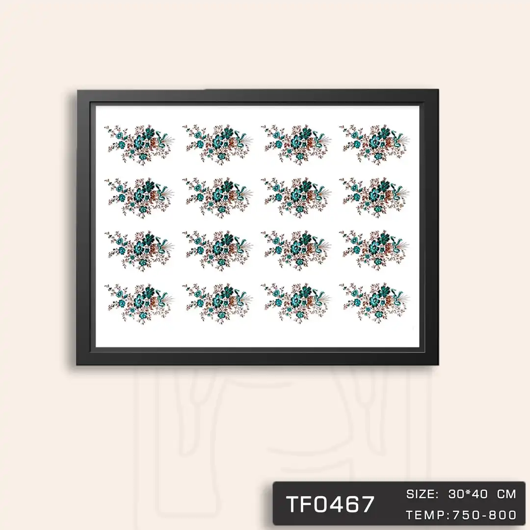 TF0467 ترانسفر گل سبز طلا دار