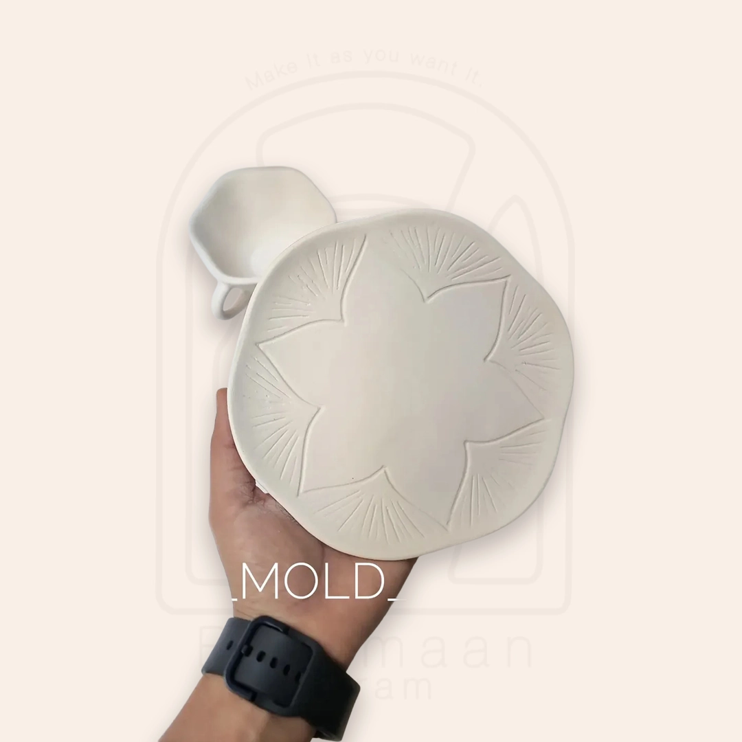 قالب فنجون چای خوری و زیرفنجونی لب کنگره ای آرت مولد کد05