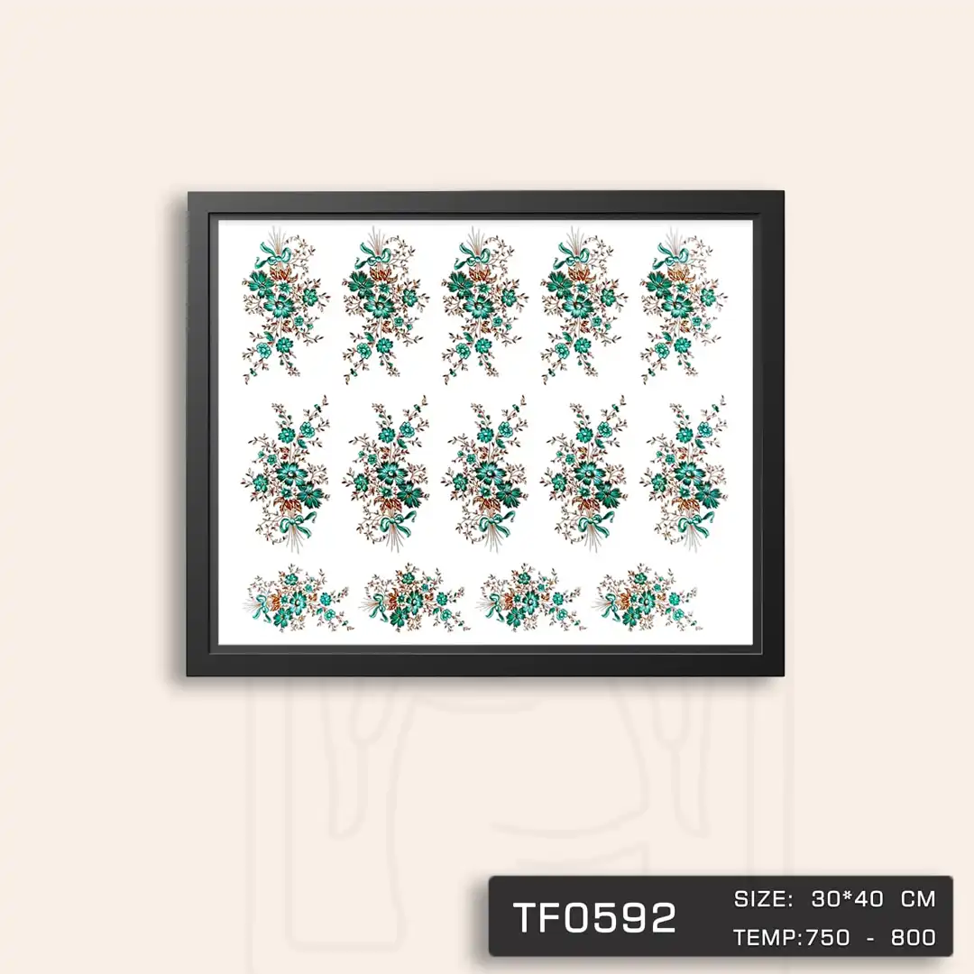 TF0592 ترانسفر گل سبز طلا دار