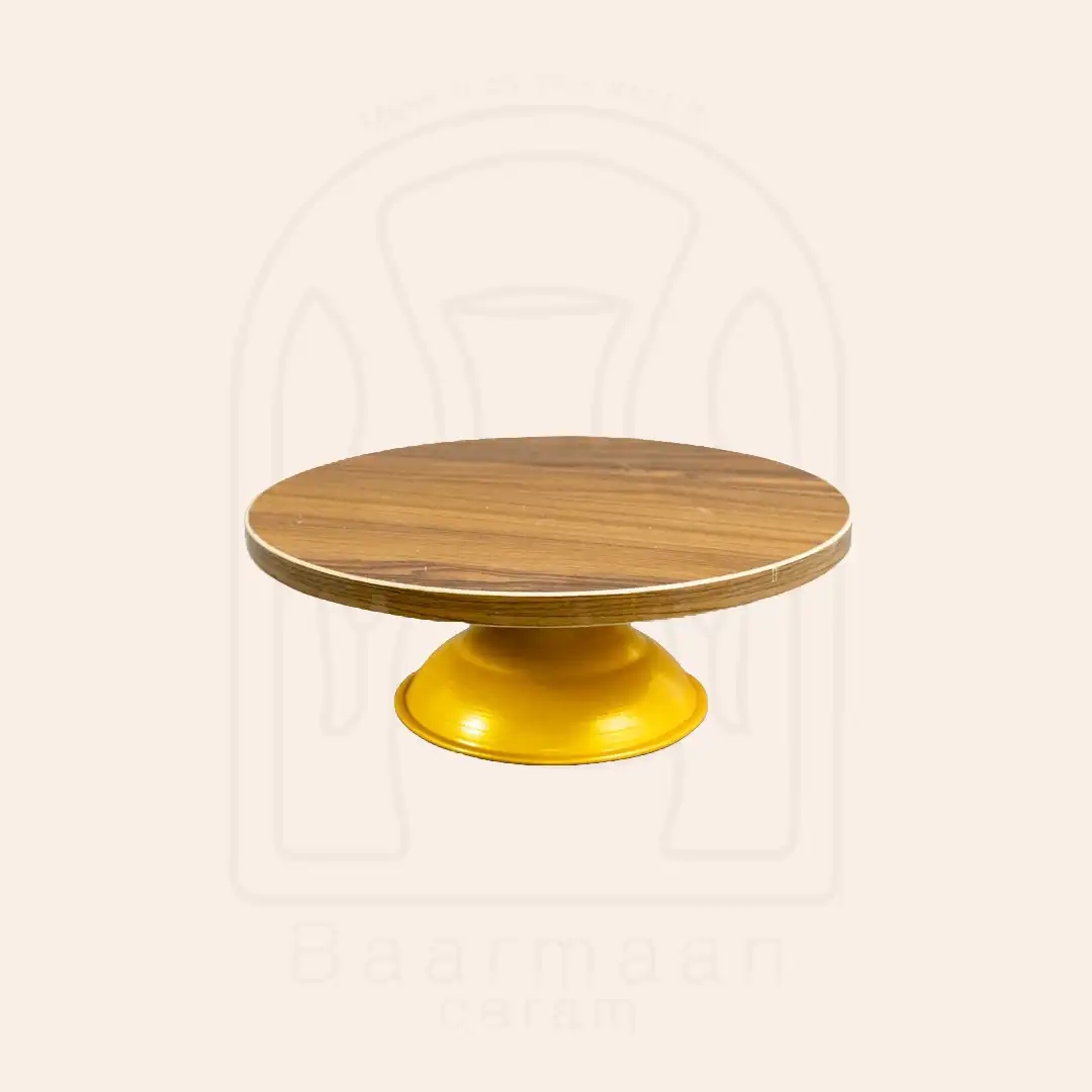 1686/2 چرخ گردان MDF پایه فلزی طرح چوب ارتفاع 12cm قطر 32cm