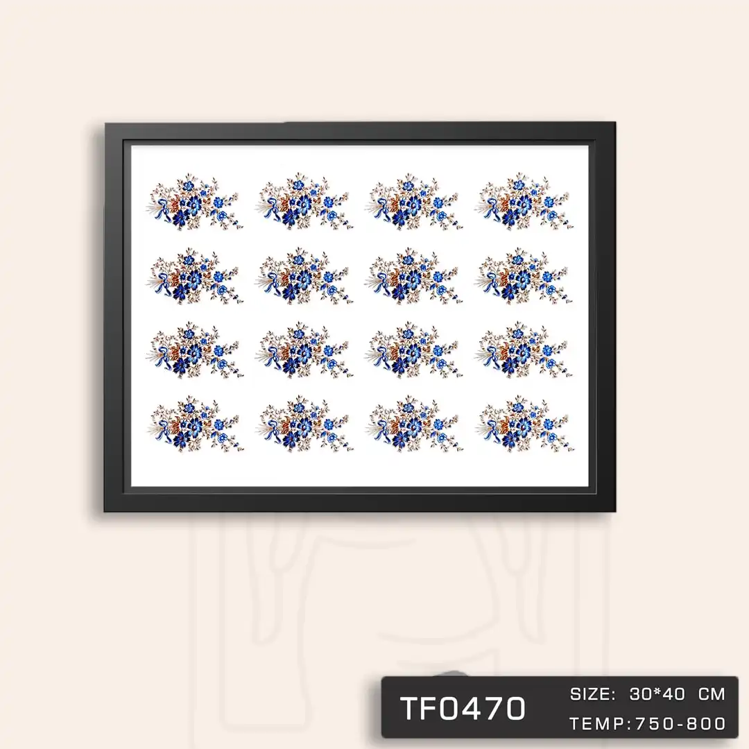 TF0470 ترانسفر گل کبالتی طلا دار