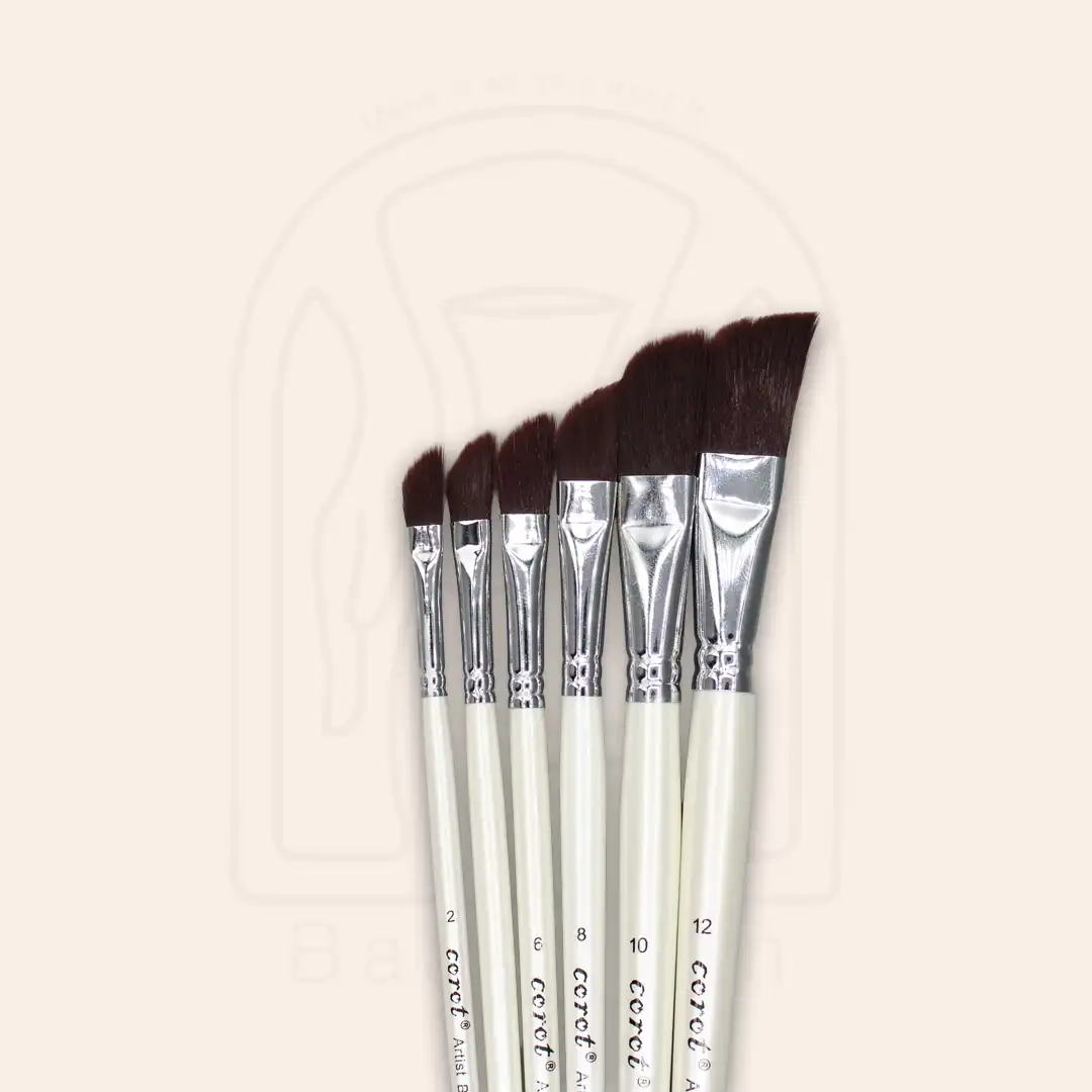 قلم موی شمشیری دسته سفید 6 عددی Corot