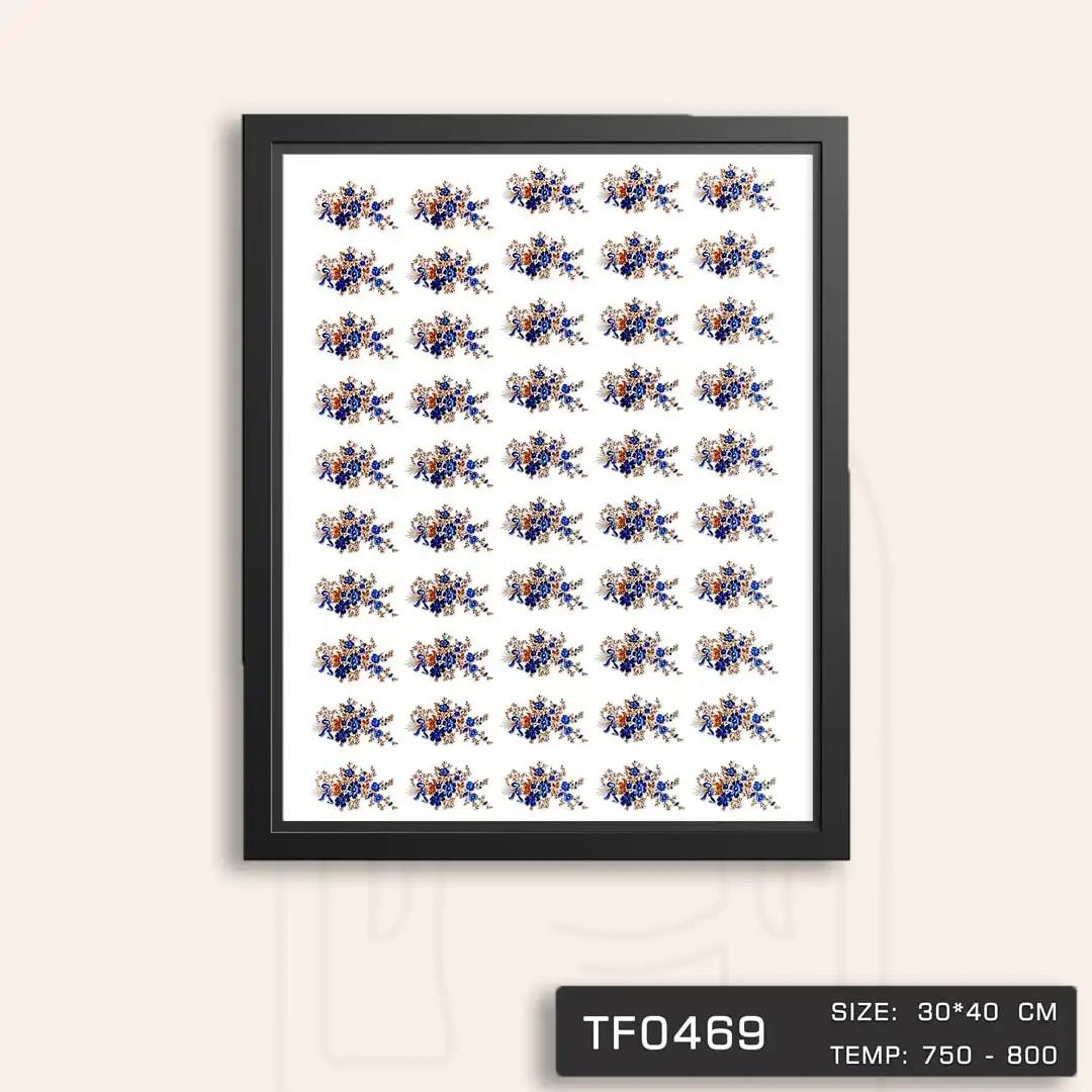 TF0469 ترانسفر گل کبالتی طلا دار